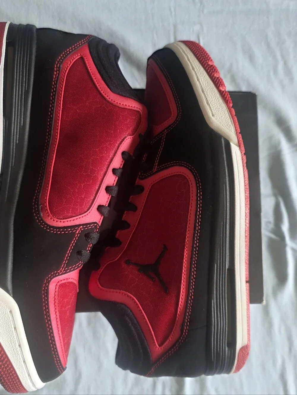 Men's Red and Black Low-Top Jordan Sneakers